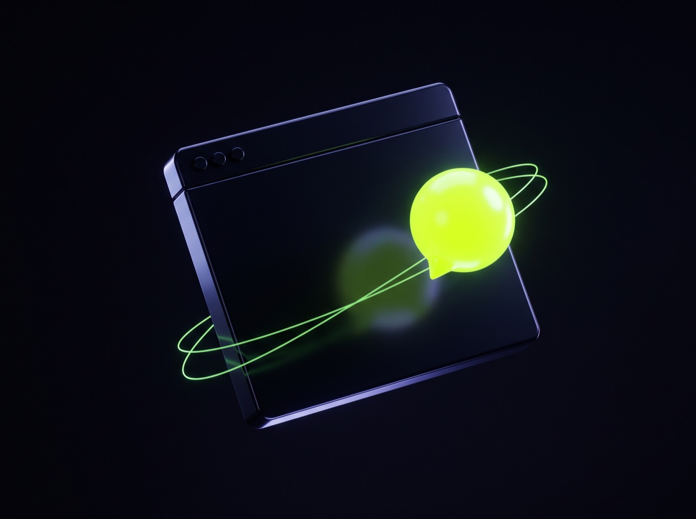 Abstract 3D visual of a website with an AI chat orb